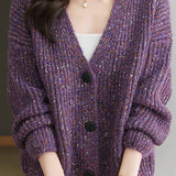 Polka Dot V-Neck Knitted Cardigan