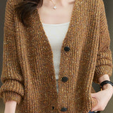 Polka Dot V-Neck Knitted Cardigan