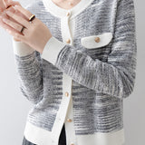 Color Block Chanel Style Knitted Cardigan