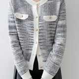 Color Block Chanel Style Knitted Cardigan