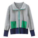 Color Block Stand Collar Jacket