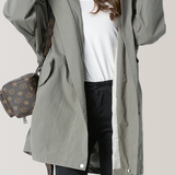 Loose Fit Hooded Zip Front Trench Coat