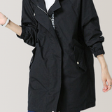 Loose Fit Hooded Zip Front Trench Coat