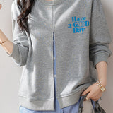 Loose Grey Faux Two-Piece Hoodie