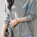 Loose Grey Faux Two-Piece Hoodie