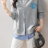 Loose Grey Faux Two-Piece Hoodie