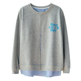 Loose Grey Faux Two-Piece Hoodie