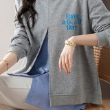 Loose Grey Faux Two-Piece Hoodie