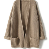 Laid-Back No-Button Faux Wool Cardigan