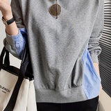 Round Neck Loose Fit Faux Layered Hoodie