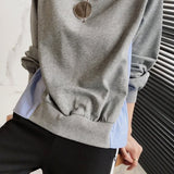 Round Neck Loose Fit Faux Layered Hoodie