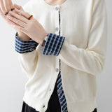 Retro Plaid Patchwork Knitted Cardigan