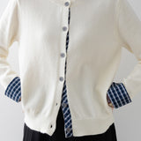 Retro Plaid Patchwork Knitted Cardigan