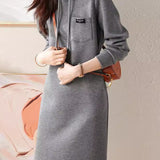 Loose Casual Gray Hooded Dress