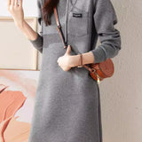 Loose Casual Gray Hooded Dress