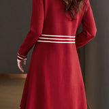 Color-Blocked Mid-Length Knit Dress in Chanel Style