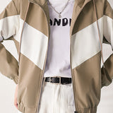 Color Block Windproof Hooded Jacket