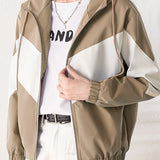 Color Block Windproof Hooded Jacket