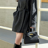 Stand Collar Tie Belt Coat