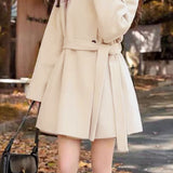 Stand Collar Tie Belt Coat