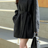 Stand Collar Tie Belt Coat