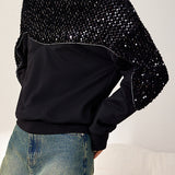 Embellished Velvet Patchwork Hoodie