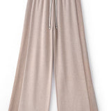 Drawstring Loose Knit Wide-Leg Trousers