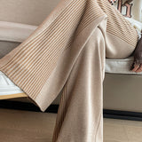 Drawstring Loose Knit Wide-Leg Trousers