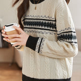 Round-neck long-sleeved twisted-knit inner top