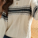 Round-neck long-sleeved twisted-knit inner top