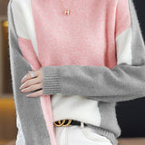 Loose and casual two-tone sweater