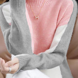 Loose and casual two-tone sweater