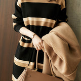 Half Turtleneck Striped Knitted Dress