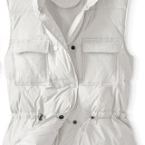 Drawstring cinched-waist down vest