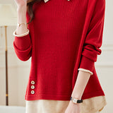 Loose spliced fake two-piece knitted sweaters