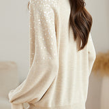 Heavy-duty sequined lantern-sleeved sweater