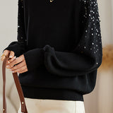 Heavy-duty sequined lantern-sleeved sweater