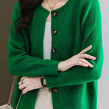 Solid-color short sweater outerwear