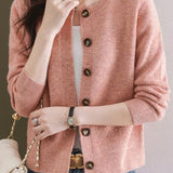 Solid-color short sweater outerwear