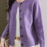 Solid-color short sweater outerwear