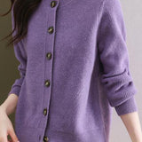 Solid-color short sweater outerwear