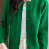 Solid-color short sweater outerwear