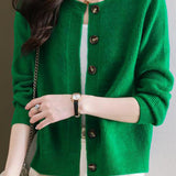 Solid-color short sweater outerwear