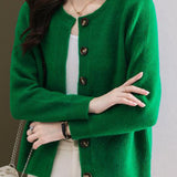 Solid-color short sweater outerwear