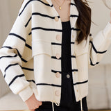 Casual loose striped knitted sweatshirts