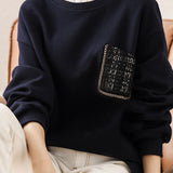 Auricularia collar spliced pocket sweatshirts