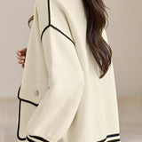 V-neck color-blocking knitted coats