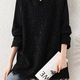 Lace spliced beaded sweatshirts