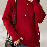 Elegant flocked bow sweater