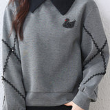 Fake two-piece lapel sweatshirt